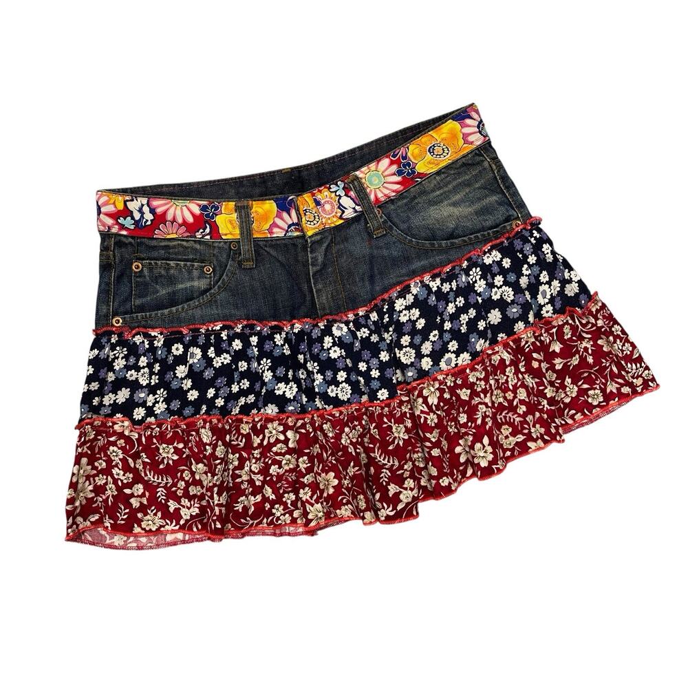 Sacred Threads Tiered Ruffle Mini Skirt Medium Unique Sassy